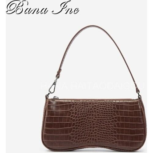Vintage Alligator Women Shoulder Bags Designer Baguettes Shape Handbags Retro Luxury Messenger Bag Lady Small Saddle Purses 2021