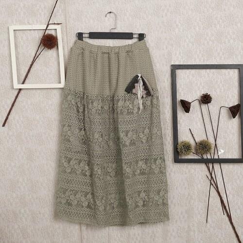 Sweet Mori Girl Elastic Waist Princess Lace Cake Tutu Skirt Lolita Lace Crochet Petticoat Women Gothic Casual Lady Skirt Saia