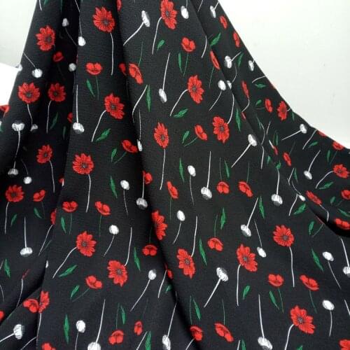 Dress Chiffon fabric floral print crepe fabric summer fashion material breathable scarf blouse cosplay DIY craft fabric 1 yard