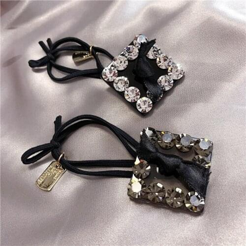 Women Fashion sweet rhinestone Elastic Hair bands Hair Rubber bands Rope Headbands Ties Hair Accessories for Women & Girls