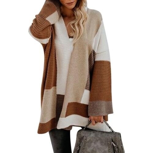 Winter Women Long Cardigan Sweater Plus Size 2020 Chic Striped Knitted Sweater Woman Korean Tops Cardigans Sweaters Sueter Mujer