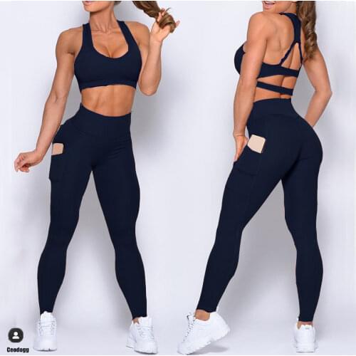 2021 2PCS Lounge Rib Yog Set Women Sport Gym Workout Clothes Sports Bra Fitness High Waist Leggings Seamless Camo Outfit Suit