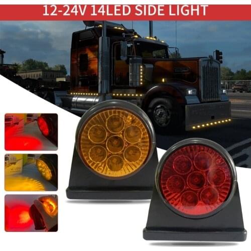 1pc 14LED Car Trailer LED Side Marker Light Yellow Red Turn Signal Clearance Light Indicator Lamp for t.u.k