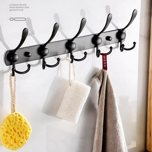 1Pc Stainless Steel Bathroom Robe Hook Rack Wall-mounted Living Room Towel Bag Brush Storage Shelf Door Decorative Coat Hanger