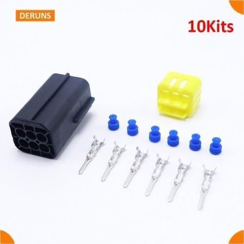 10 Kits Set Amp Brand 6Pin/Way Male Automotive Electrical Wire Connector
