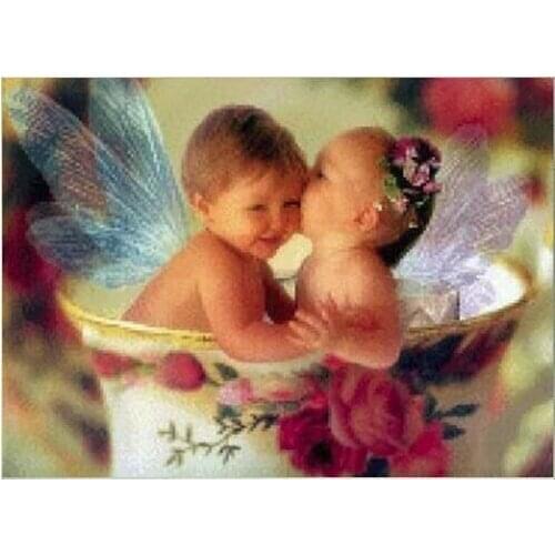 14/16/18/28 Angel kiss Needlework,People Bricolage Woods DMC Cross stitch,Embroidery kits 14CT Canvas Patterns