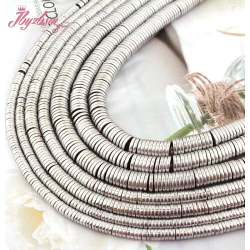 1x3 1x4 1x6mm Silver Heishi Rondelle Hematite Spacer Beads Natural Stone for DIY Women Men Jewelry Making Necklace Bracelet 15"