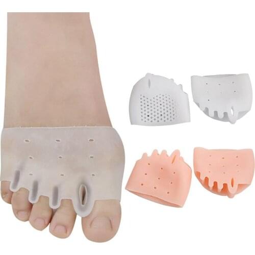 2 Pairs Women SEBS Forefoot Pad Creative Elastic Breathable Toe Separator Metatarsal Pad Foot Pain Protectors High Heel Insert