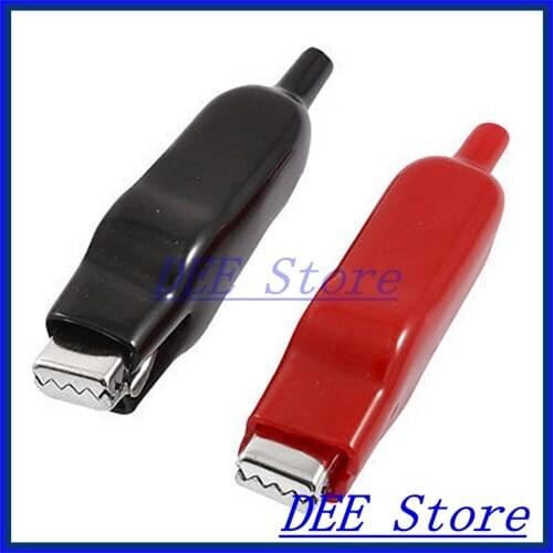 2x Plastic Cover Test Probe Metal Alligator Clips Clamps 78mm