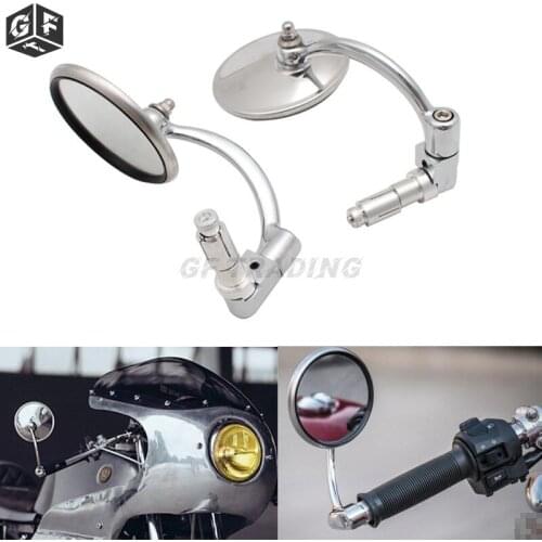 2pcs Universal Chrome Round Motorcycle Rearview Mirrors Bar End Side Mirrors for Harley Chopper Scooter Cafe Racer Accessories