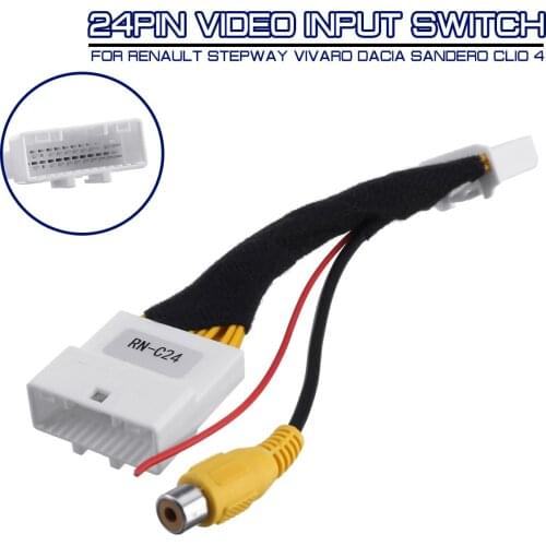 24Pin Adapter Cable Original Video Input Switch Reverse Parking Camera RCA For Renault Stepway Vivaro Dacia Sandero Clio 4