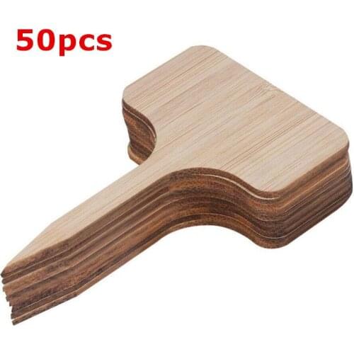 50Pcs Bamboo Plant Labels , Eco-Friendly T-Type Wooden Plant Sign Tags Garden Markers for Seed Potted Herbs Flowers Vegetables