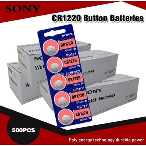 500PCS SONY Button Battery CR1220 Lithium Coin Cell Batteries 3V DL1220 BR1220 LM1220 CR 1220 For Electronic Watch Toy Remote