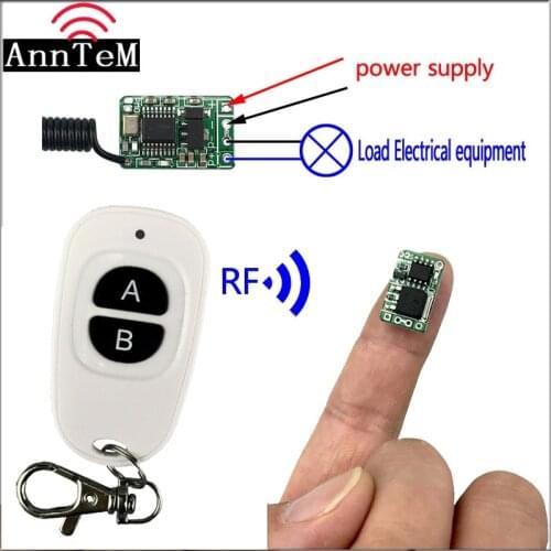 Anntem RF On/off power wireless remote control switch 433Mhz mini light LED Lithium battery power supply Control module 3.7V 5V