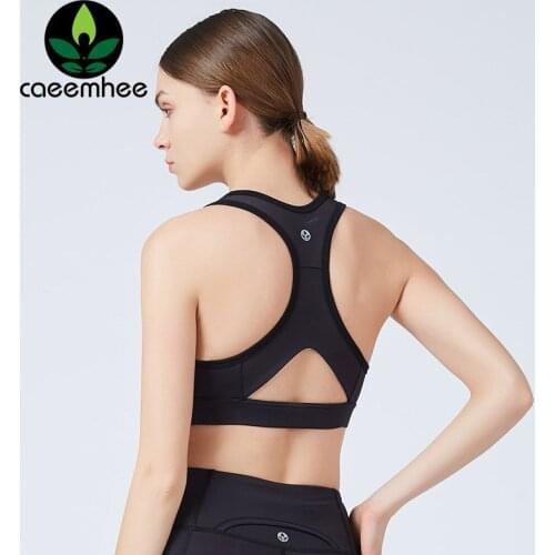 CAEEMHEE Hollow Out Yoga Bra Women High Impact Running Bras Athletics Training Tops Sportswear Shockproof Gym Fitness Tank Top