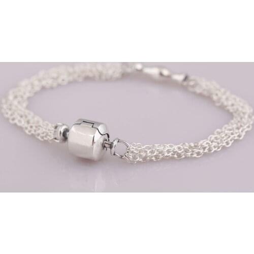 S925 Bracelet Multi-Strand One Clip Station Chain For Women fit Lady Beads Charms Pendant DIY Jewelry