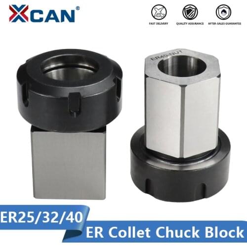 XCAN ER Collet Chuck Block ER25 ER32 ER40 Square/Hex Spring Chuck Collet Holder for CNC Lathe Engraving Cutting Machine