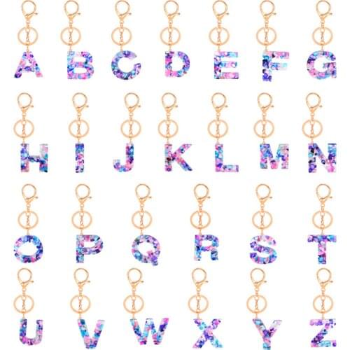 1 Piece Letter Series Zinc Based Alloy Keychain Gold Color Keyring Colorful Acrylic Multicolor Alphabet