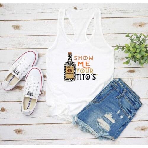 Colored Show Me Your Titos Leopard Bottle cute funny women fashion undershirt singlet street style Aesthetic sleeveless garment