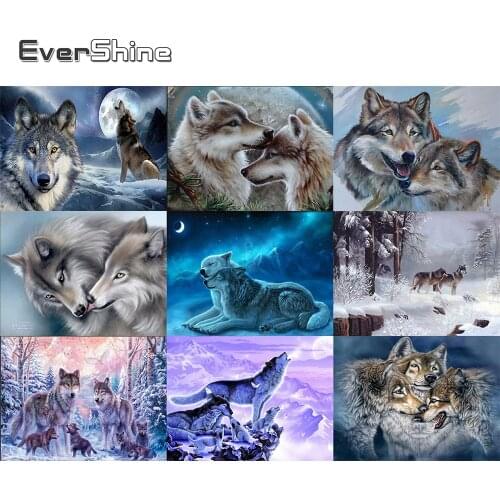 Evershine Diamond Painting Animals Wolf Full Drill Square Pictures Of Rhinestones Diamond Mosaic Cross Stitch Embroidery Crystal