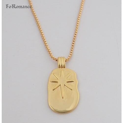 Foromance - YELLOW GOLD GP 18" BOX LINK CHAIN NECKLACE & MOON STAR SUN THREE STYLES TWO SIZES PENDANT TALL 23MM 27MM