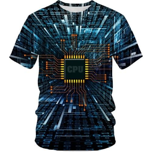 Mans T-shirt Electronic Chip Hot sell 3D Print Personality Oversized Short-Sleeved Fashion T-Shirt for Men Harajuku Style