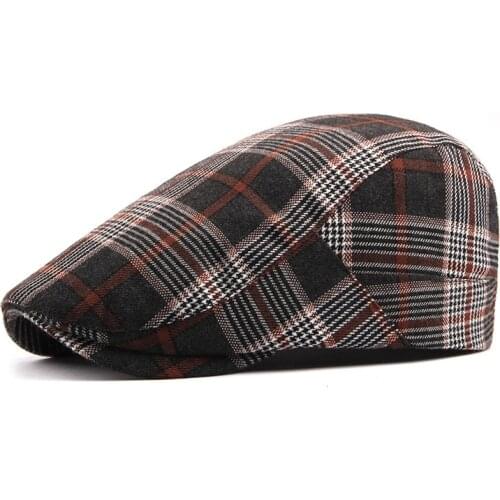 Spring Summer Plaid Newsboy Caps Men Cotton Flat Peaked Cap Women Painter Beret Hats 26