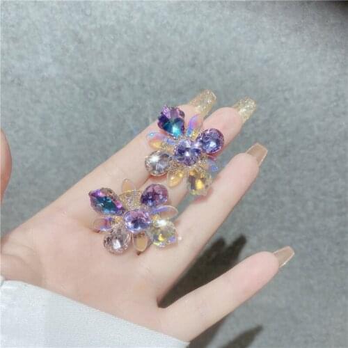 Korea Geometric Drop Earrings for Women Bijoux Irregular Crystal Flower Drop Earrings Statement Earring Jewelry Gifts