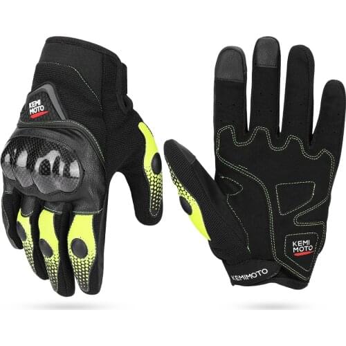 Leather Touch Screen Motorcycle Gloves Leather Carbon Fiber Breathable Racing Gloves Luvas Motocross Protective Gear Summer