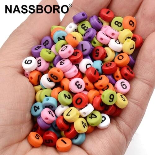 100Pcs Round Mix Color Acrylic Digital Beads for Jewelry Making Kid Diy Material Loose Spacer 4*7mm Wholesale