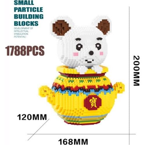 Lovely animal Cornucopia rat micro diamond block mouse assemble nanobricks model educational toys building bricks for gifts