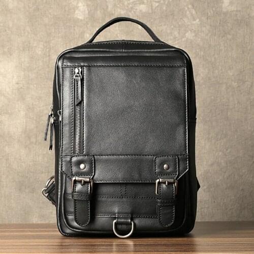 Fashion casual designer genuine leather mens womens small backpack natural cowhide multifunctional anti-theft bagpack