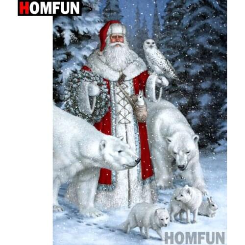 HOMFUN Full Square/Round Drill 5D DIY Diamond Painting "Santa Claus animal bear" Embroidery Cross Stitch 3D Home Decor A10448
