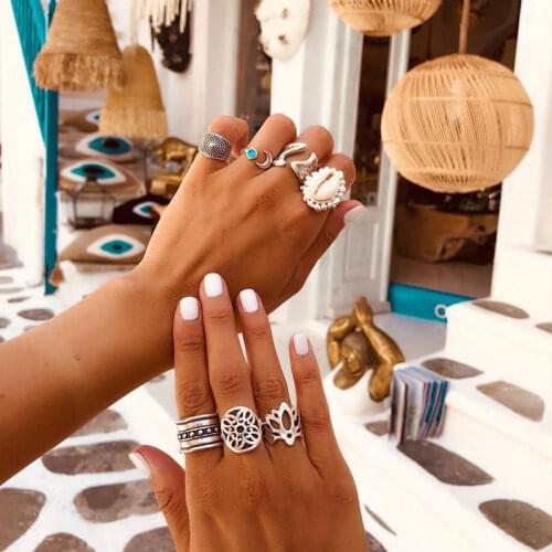 Modyle Vintage Boho Snake Shape Animals Finger Rings Set Gold Crystal Midi Ring Wedding Party Jewelry Accessories