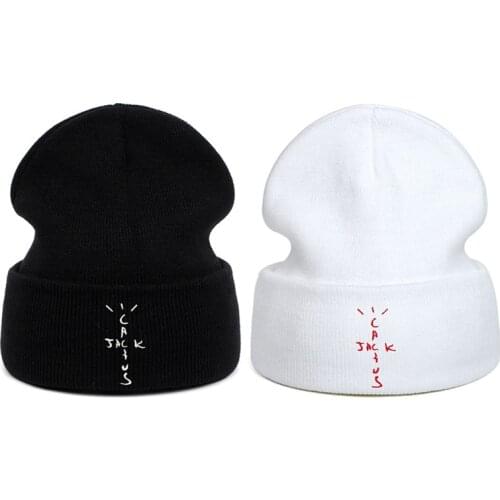 Beanie Hat Cactus Jack Embroidery Casual Winter Hats For Men Women Black White Knitted Hat Dropshipping Halloween gift