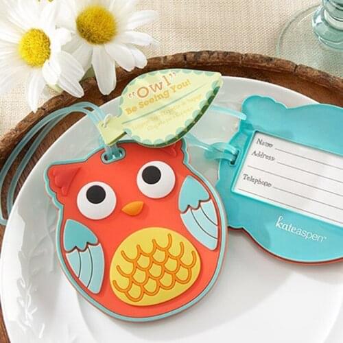 Wholesale 100pcs wedding party supplies bridal shower favors guest gifts souvenirs keepsake baby shower favor owl luggage tag
