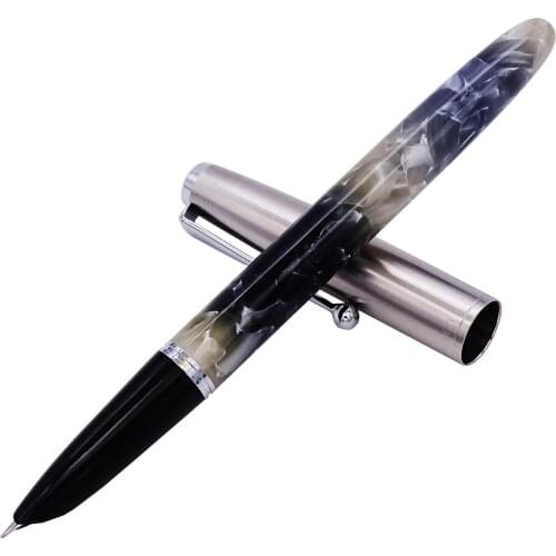 Jinhao Acrylic Resin Gradient Gray Fountain Pen Stainless Steel Cap Extra Fine 0.38mm Smooth Writing Ink Pen for Office School