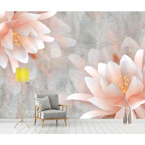 Custom wallpaper 3d stereo pink art flower embossed decoration background wall painting home decoration flowers 3d wallpaper