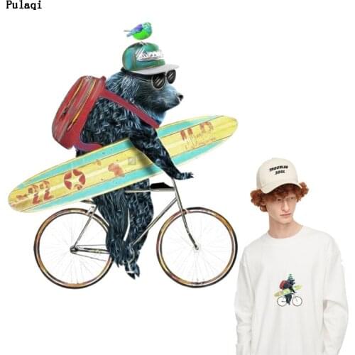 Pulaqi Lovely Animal Patches Iron on Transfer Heat Vinyl Transfer Patches for Clothes Thermal Ironing Stickers Cartoon Applique