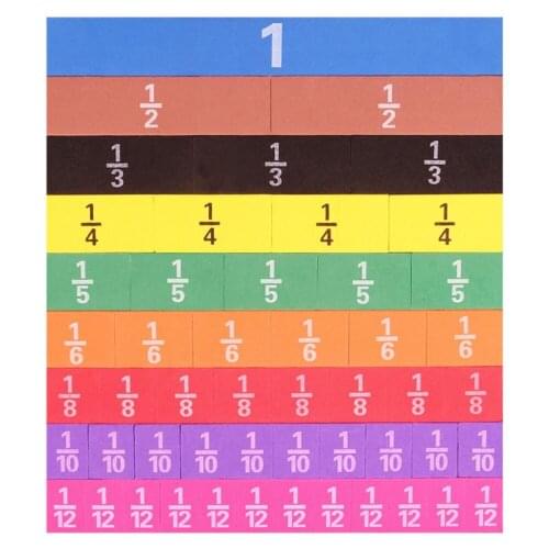 Educational Math Skills Kids Fraction Learning Toys Kit Colorful School