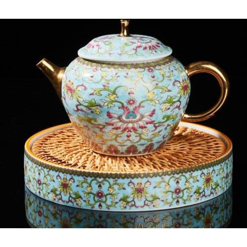 Luxury Tea Set Ceramic Enamel Teapot Tea Cup with Pad Drink Ware For Home or Office TS20110702