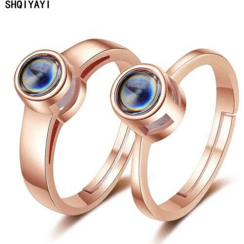 SHQIYAYI 100 Language I Love You Ring Men Women Wedding Engagement Adjustable Ring For Lovers Anniversary Gift 284