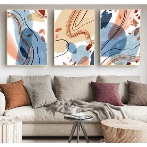 Modern Abstract Marble Texture Canvas Print Paintings Blue Ink Posters And Prints Nordic Wall Pictures For Living Room Decor