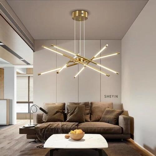 Modern LED Chandelier Lighting for Living Room Dining Kitchen Nordic Gold Bedroom Loft Home Decor Ceiling Hanging Pendant Lamp
