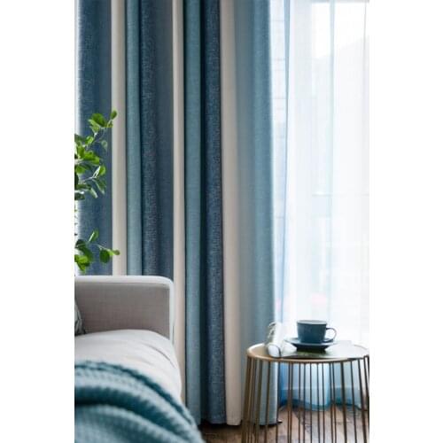 Curtains bei ou gentry Modern Living Room Cotton Linen Light Luxury Gradient Mediterranean Bedroom Light-Shielding