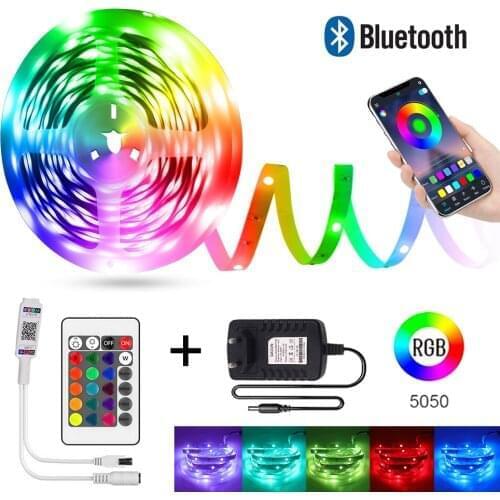 DC 12V Bluetooth Control SMD 5050 RGB LED Strip EU AU US UK Set 24 key IR Remote Flexible Tape Ribbon Light Lamp