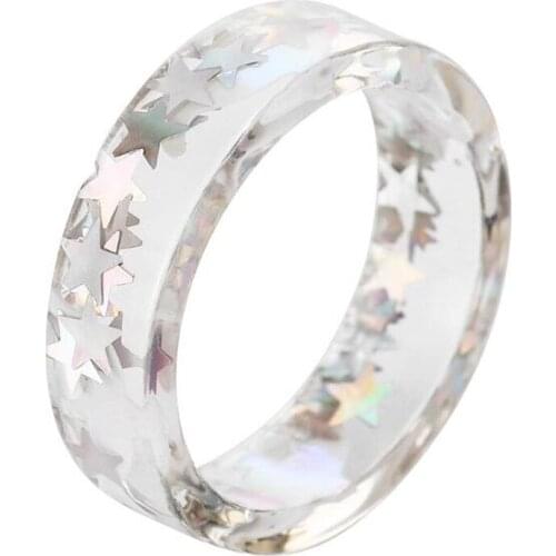 Creative White Clear Star Resin Ring for Women Elegant Party Female Ring Ladies Finger Jewelry Gifts