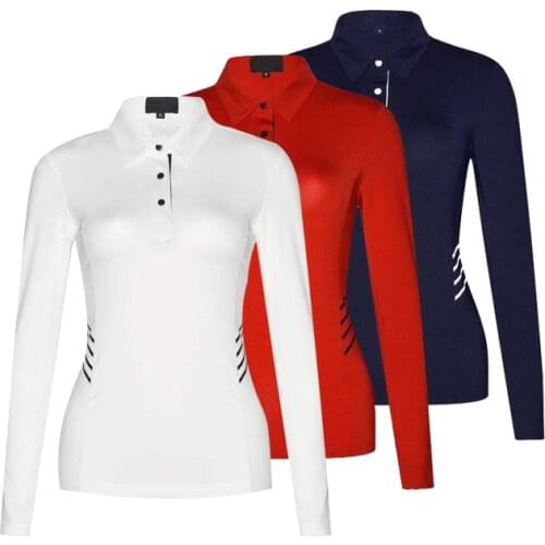 Women Golf Wear Polyester/spandex Soft Breathable Organic Fabric Workout Custom Golf Long Sleeve Polo Shirt