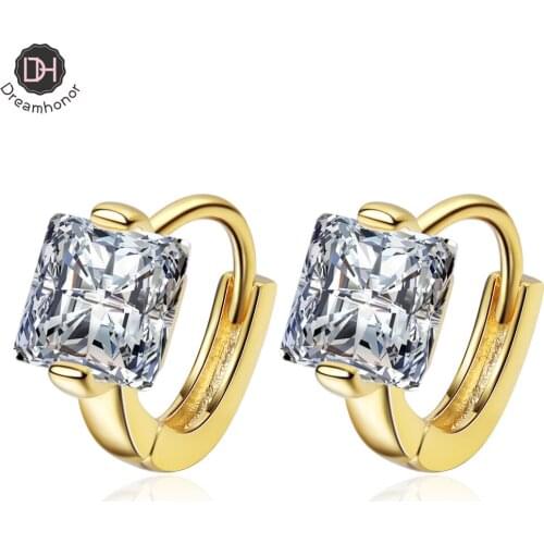 Dreamhonor 2021 Hot Sale Fashion Style 925 Sterling Silver Simple Suqare AAA Zirconia Clip Earrings For Woman Jewelry