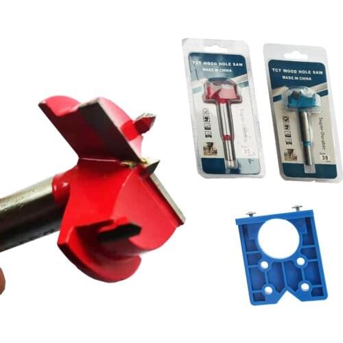 1pc 35mm unadjustable Carbide Drill Bit and drilling Guide Locator Woodworking Door Hole Opener Cabinet Accessories Tool